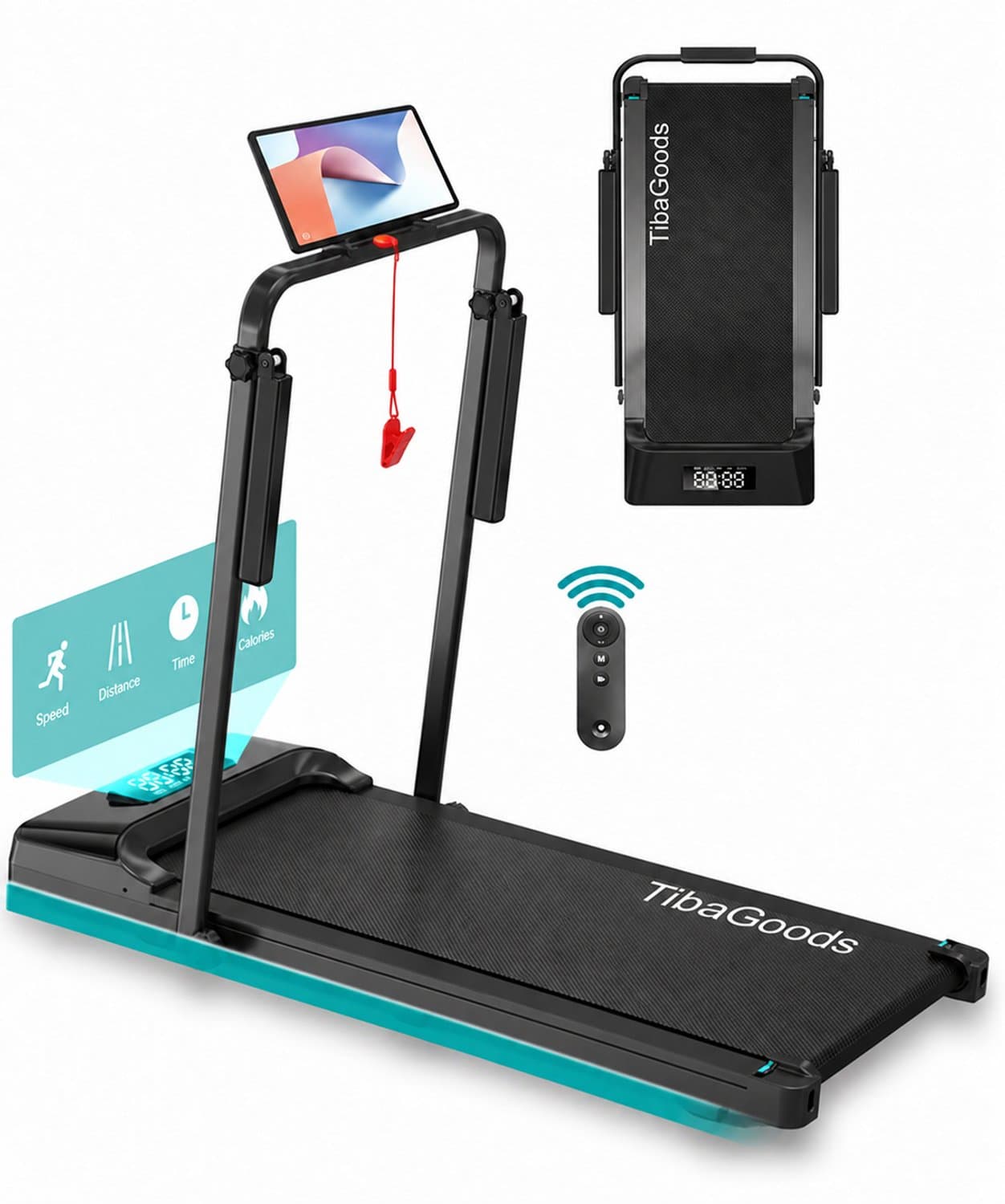 TibaGoods Loopband Inklapbaar - 1 t/m 8 km/h - Hardloopband - Walking pad - Hometrainer - Wandelband voor thuis - Treadmill - Sport - Hardlopen - 130kg