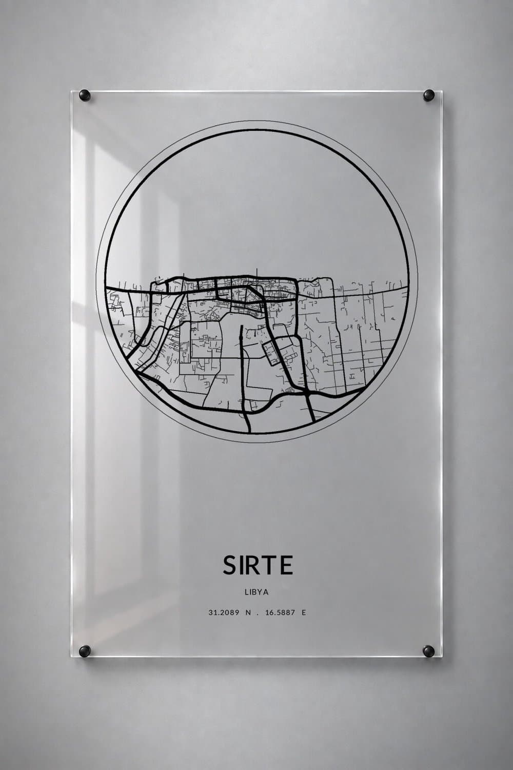 Stadskaart Sirte - Plexiglas 30x45 cm - Orbit City