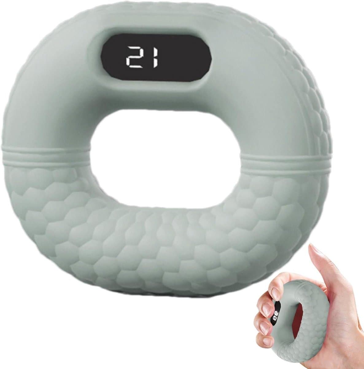 Grip Trainer Ring - Handknijper Vingerkracht - Vingerbehendigheid Verbeteren - Met Tellersysteem - 10433 g - Crèmegroen