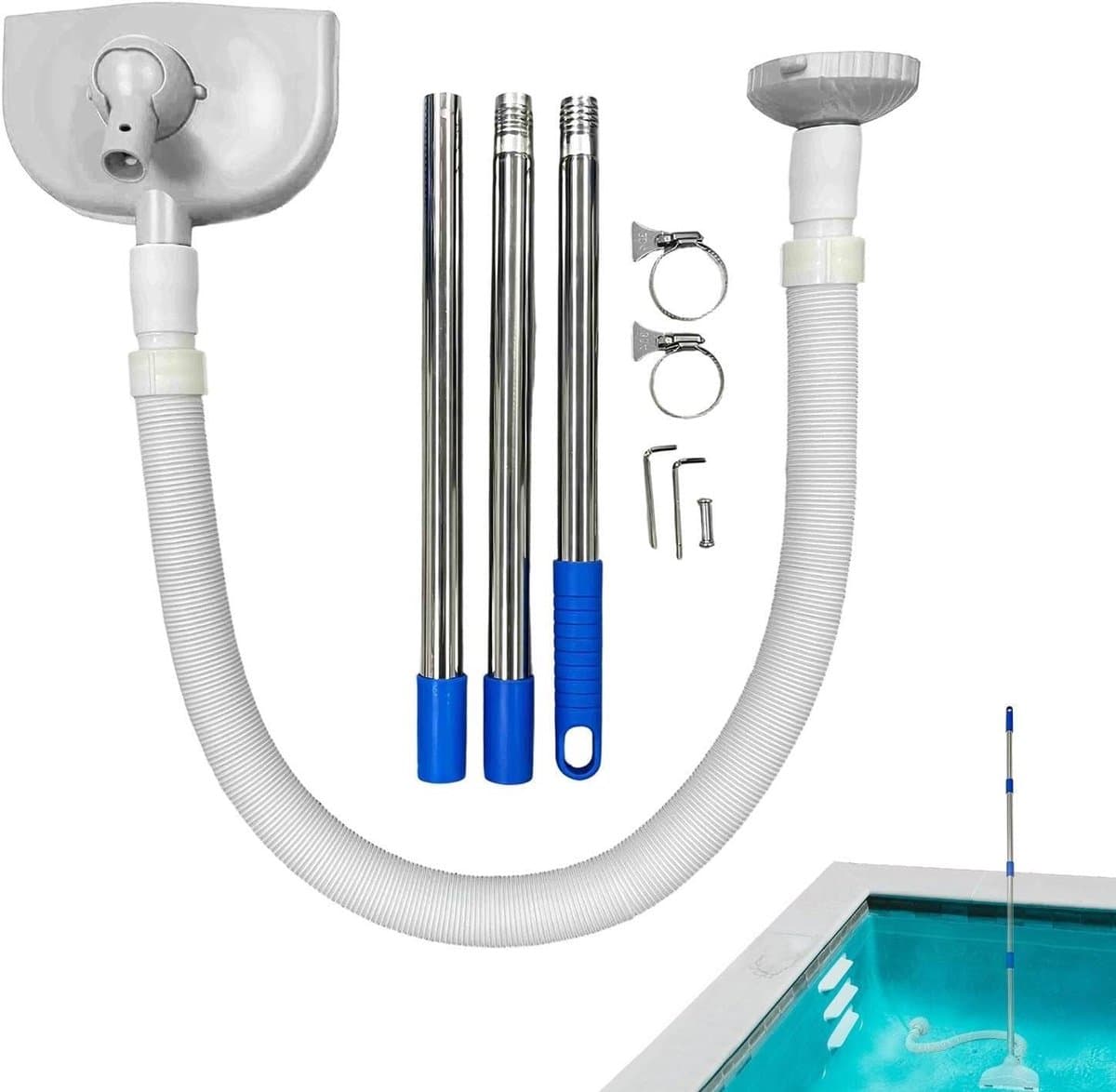 Zwembad Stofzuiger - Poolreiniger Spa - Zwembad Schoonmaken - Nauwe Vloeraansluiting - 155 cm - Grijs