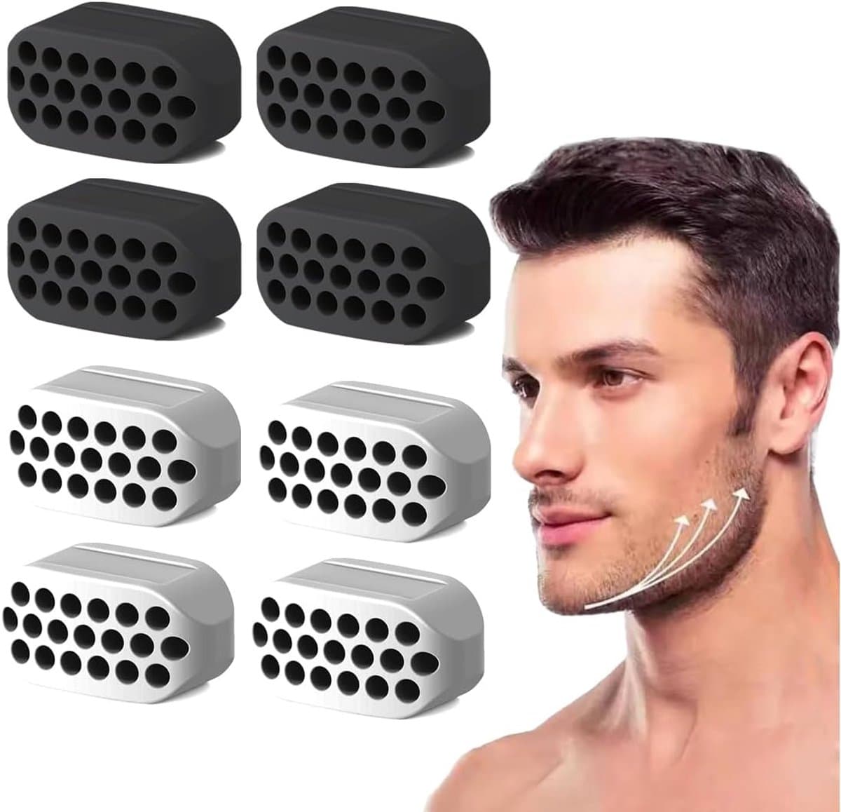 Jaw Muscle Trainers 8 x - Food-safe silicone - Veilige en gezonde materialen - Verstevigende training voor het gezicht - ShopVlot