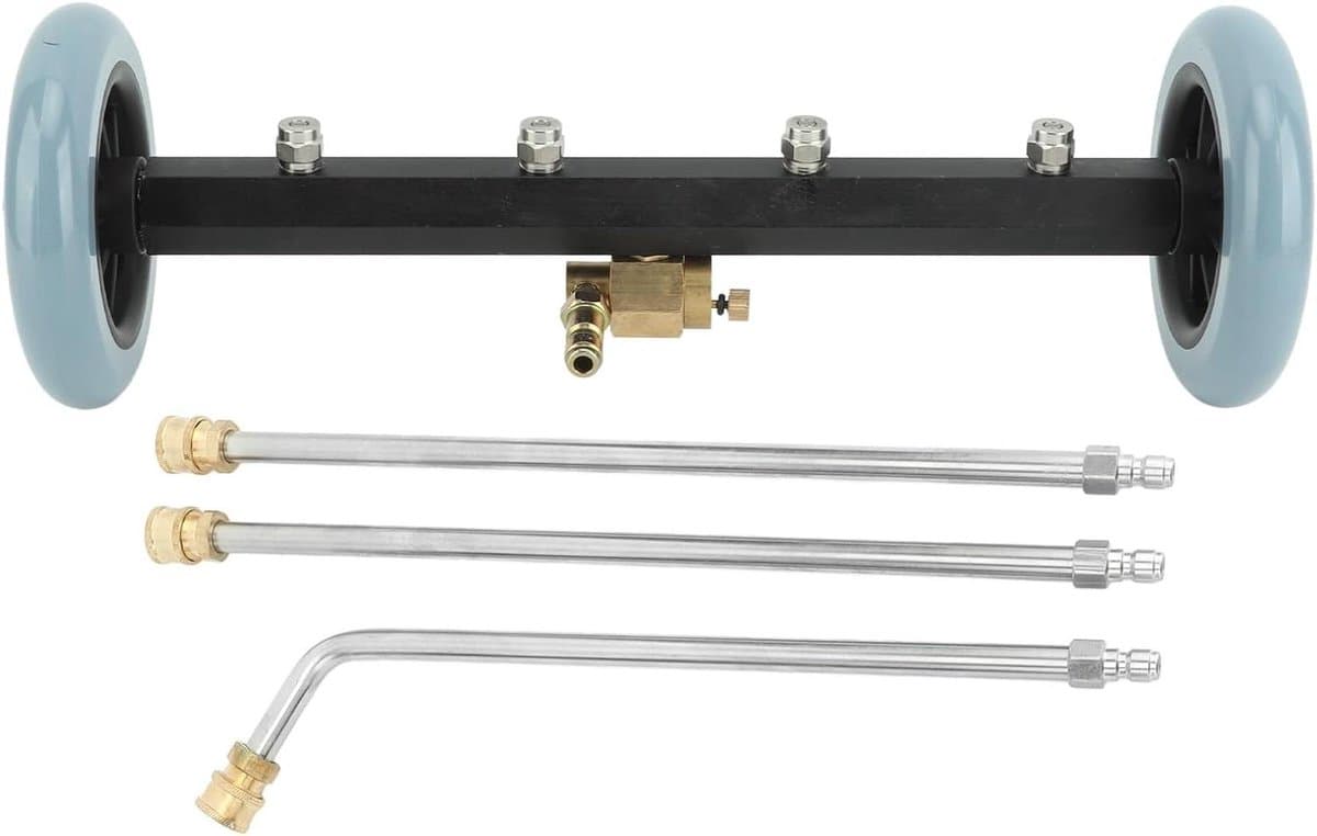 Onderwagenreiniger Hogedruk - Waterbezem Chassisreiniger - Voertuigen Reinigen - Premium Roestvrij Staal - 40 cm Werkbreedte - Zilver