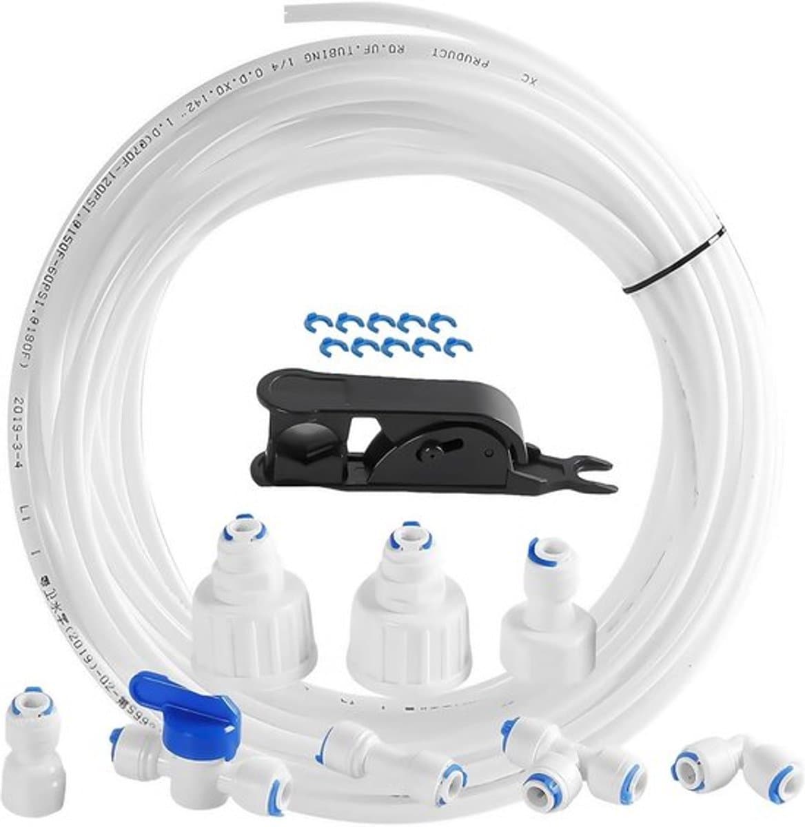 Omgekeerde osmose-aansluitset - installatieset voor waterleiding - aansluitset voor watervoorziening - geschikt voor de meeste vrieskasten en waterfilters