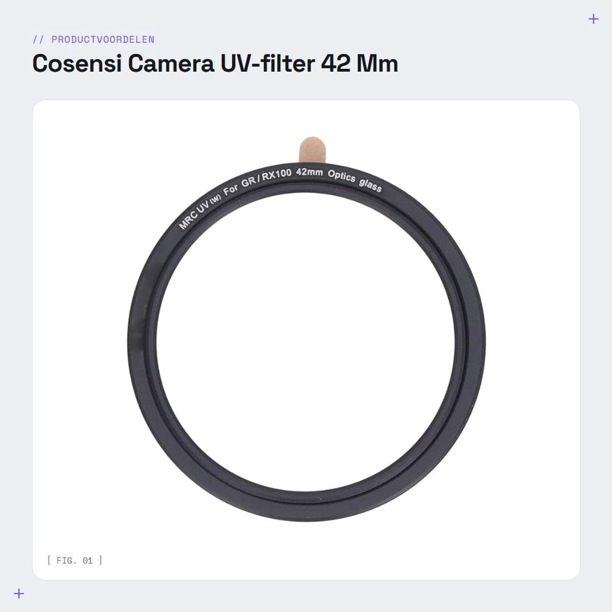 Dailygoods- UV-filter 42 mm - Hoge Lichtdoorlatendheid - Lage Reflectiviteit - Compatibel met GR3/GR3X/GR2 - Dun en Lichtgewicht - Optisch Glas - Camerafilter