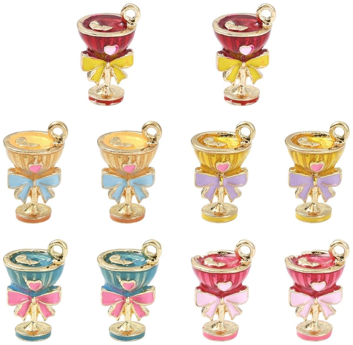 Dailygoods- Cocktailcup 10 Stuks - Emaille Bedels - DIY Sieraden Maken - Charms voor Armband/Ketting - 5 Kleuren - Comfortabel en Duurzaam