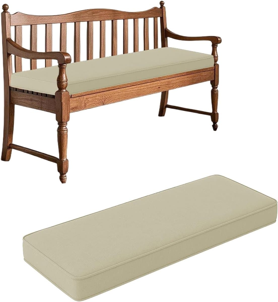 Bankkussen voor buiten - Zitkussen tuin - Comfortabel zitten - Wasbaar en antislip - 110x30x5 cm - Beige