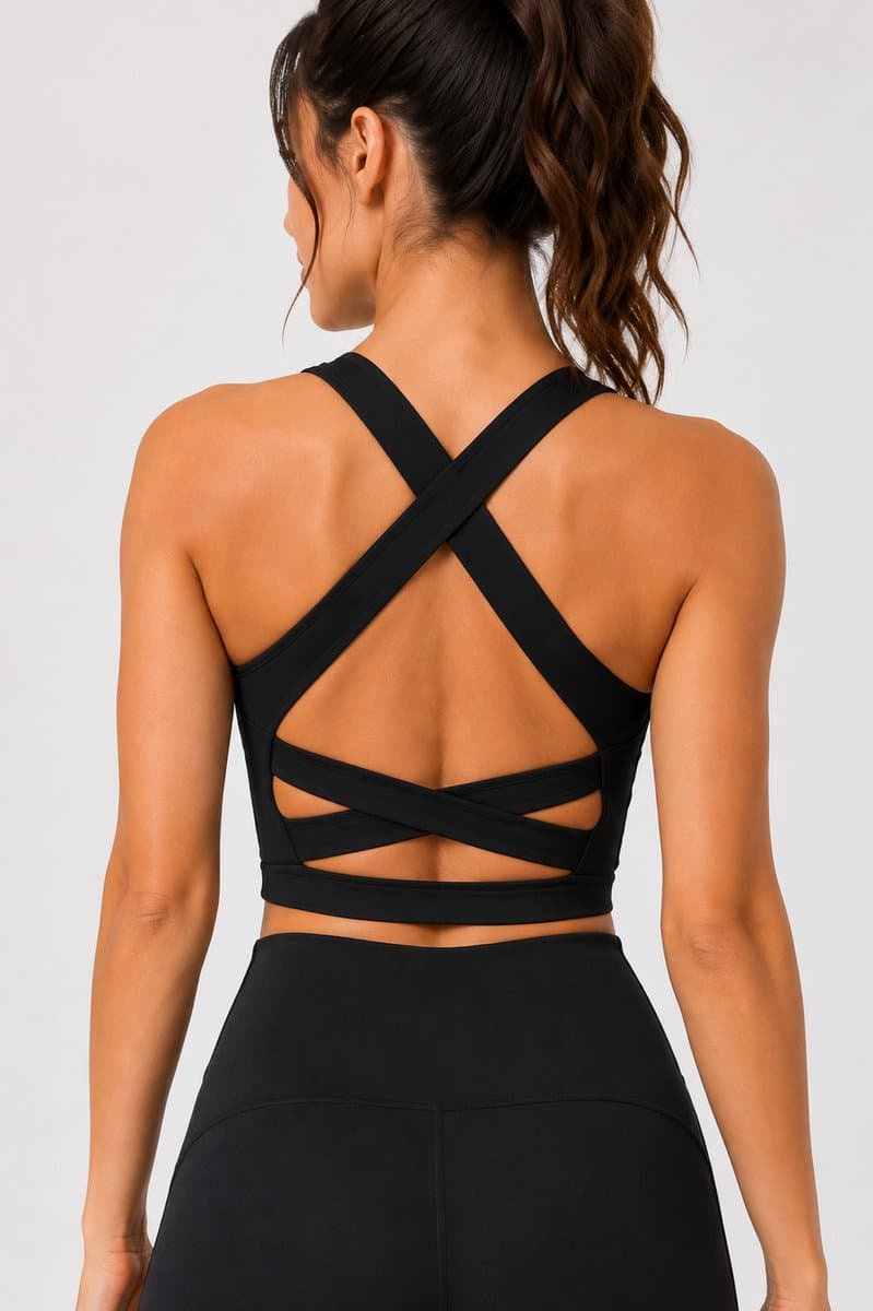 SparkNine Sculptactive sporttop - met ingebouwde sportbeha - verwijderbare pads - L - zwart - high impact ondersteuning - kruisrug - ademend & stijlvol