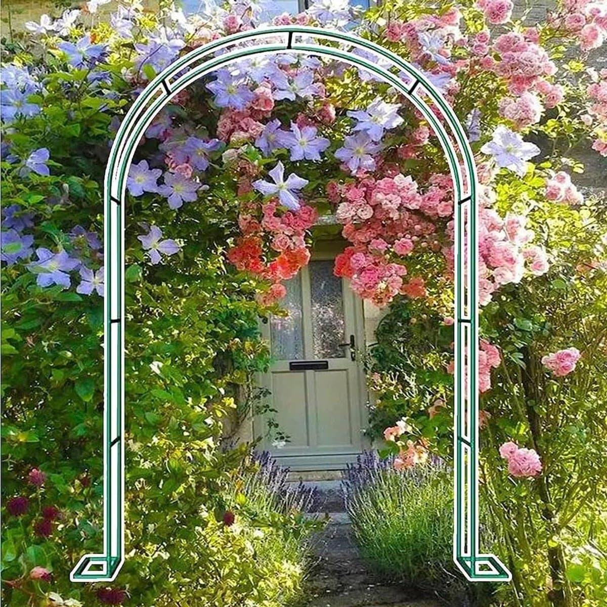 Tuinboog Metaal - Prieel Klimplanten - Tuindecoratie Creëren - Extra Brede Ondersteuning - 350 cm - Zwart
