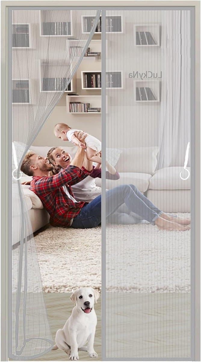 Magnetische Hordeur - Insectenwering Deur - Frisse Lucht - Automatisch Sluitend - 130 x 220 cm - Grijs