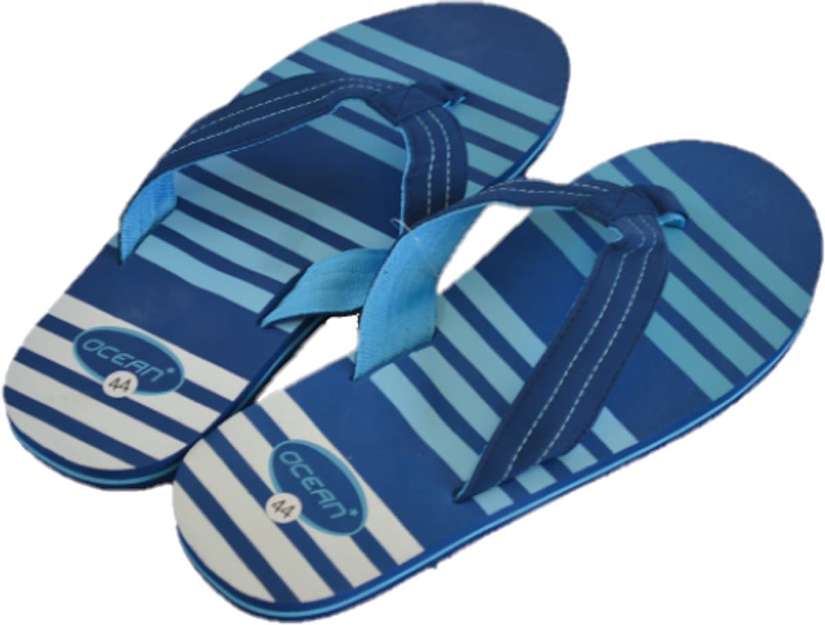 Slippers heren Gestreept - 45 - blauw