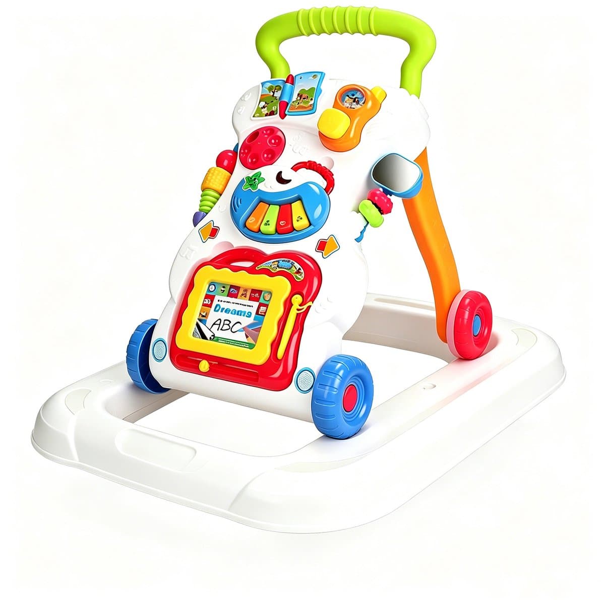 Babyloopwagen, babyloophulp, babywandelwagen met muziek en verlichting (Geen set, 1-delig, enkel product, geen bundel), loopwagen met muziek, verlichting en instelbare snelheid
