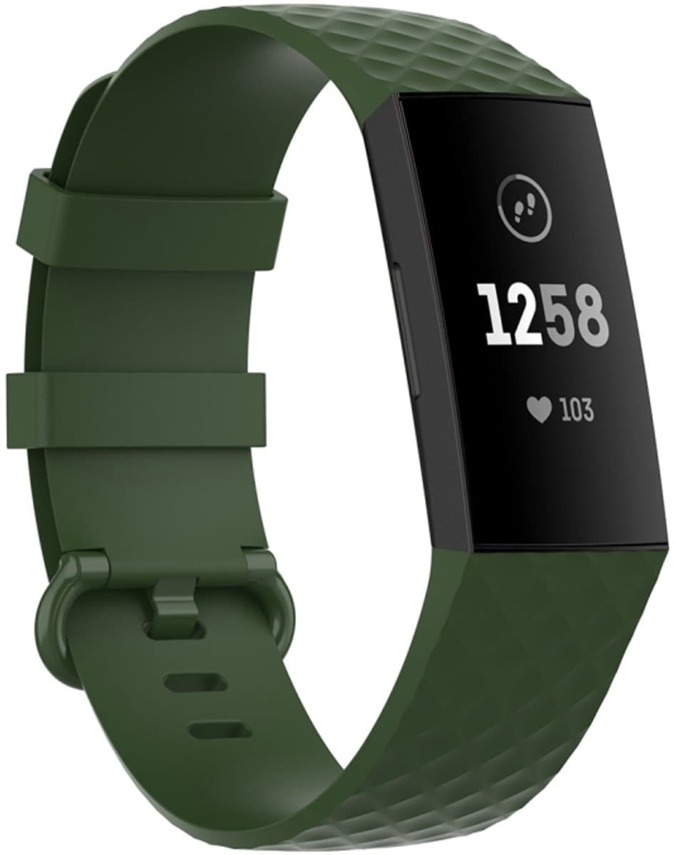 22 mm zilverkleurige gesp TPU polsband horlogeband voor Fitbit Charge 4 / Charge 3 / Charge 3 SE (olijfgroen)
