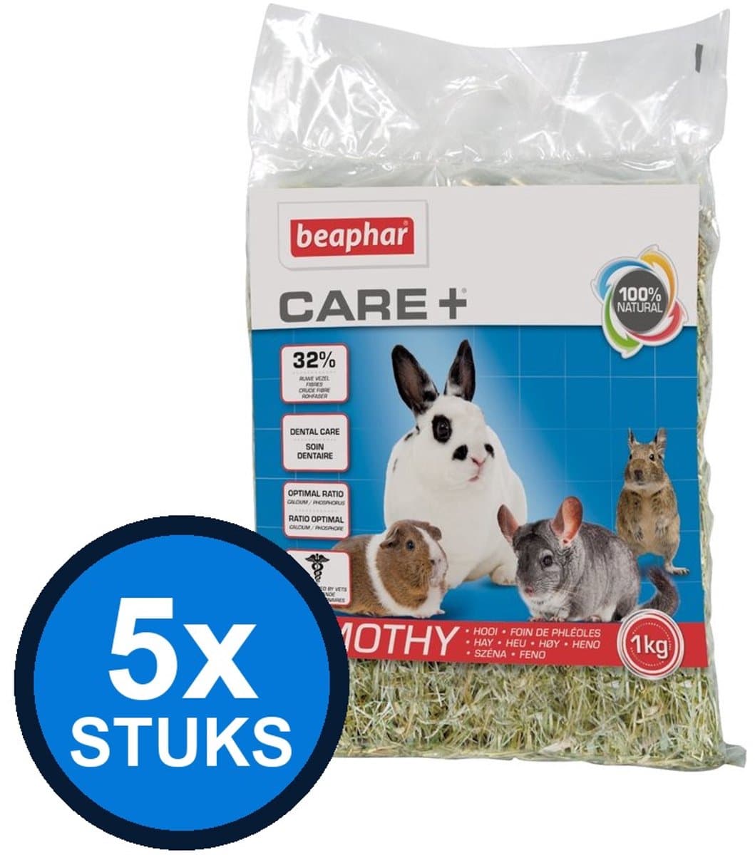 5x Beaphar - Care+ timothy hooi 1kg - Knaagdierenvoer - 1 kg
