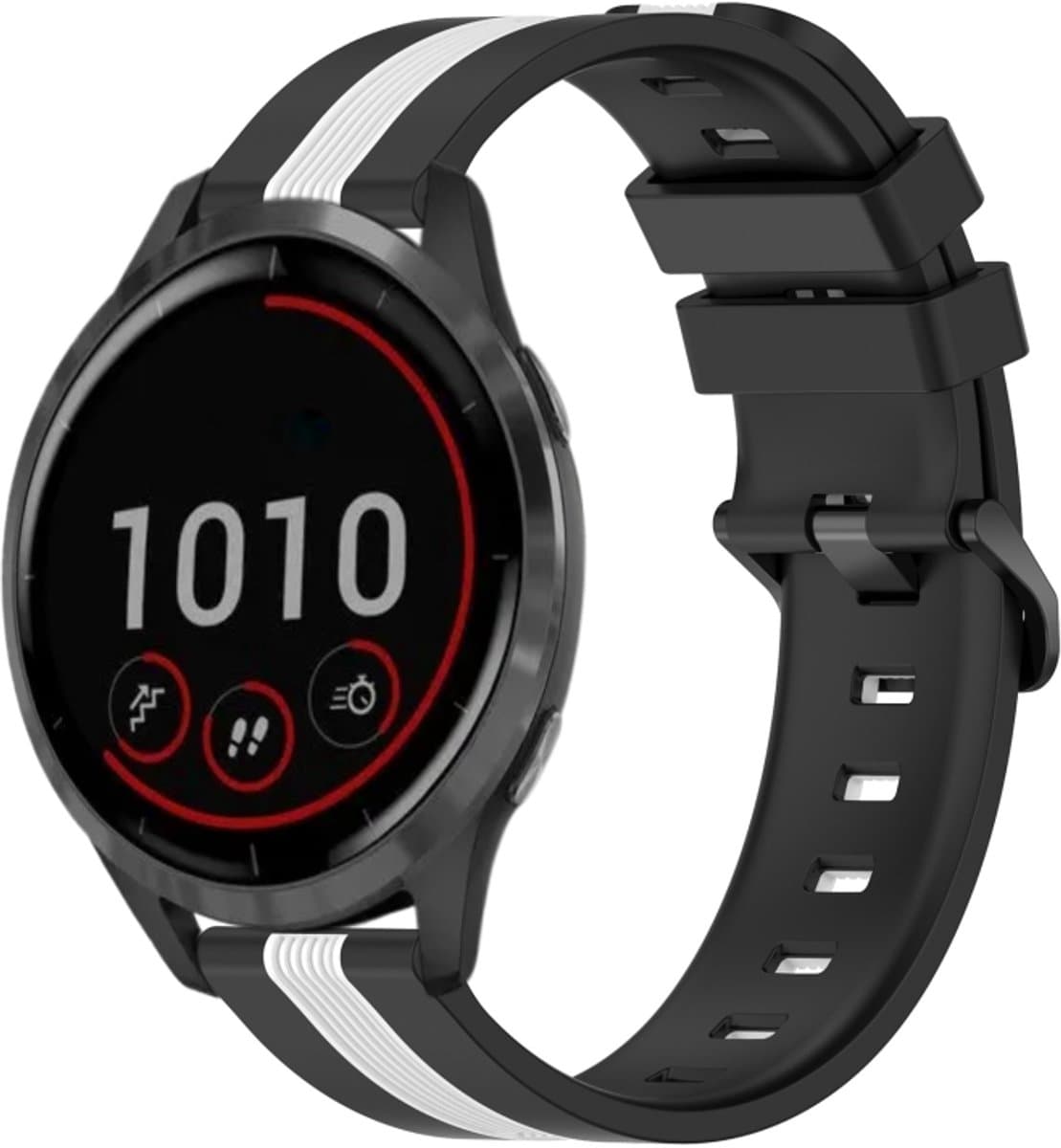 For Garmin Vivoactive 4 22mm Vertical Two-Color Silicone Watch Band(Black+White)