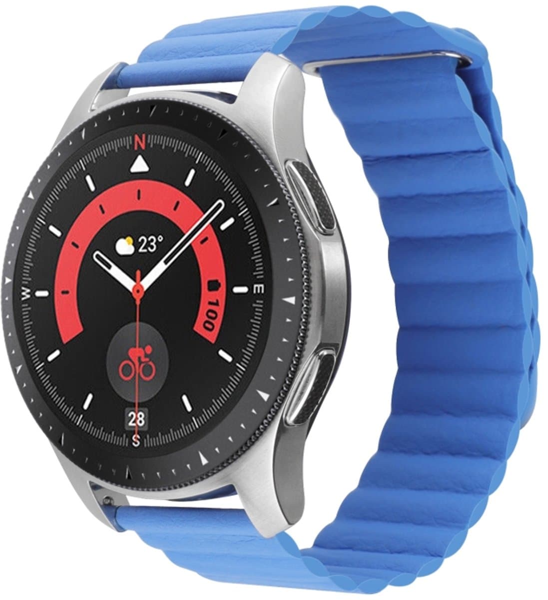 Voor Garmin Forerunner 255S / Venu 2S 18 mm universele magnetische lus lederen horlogeband (Cape Cod blauw)