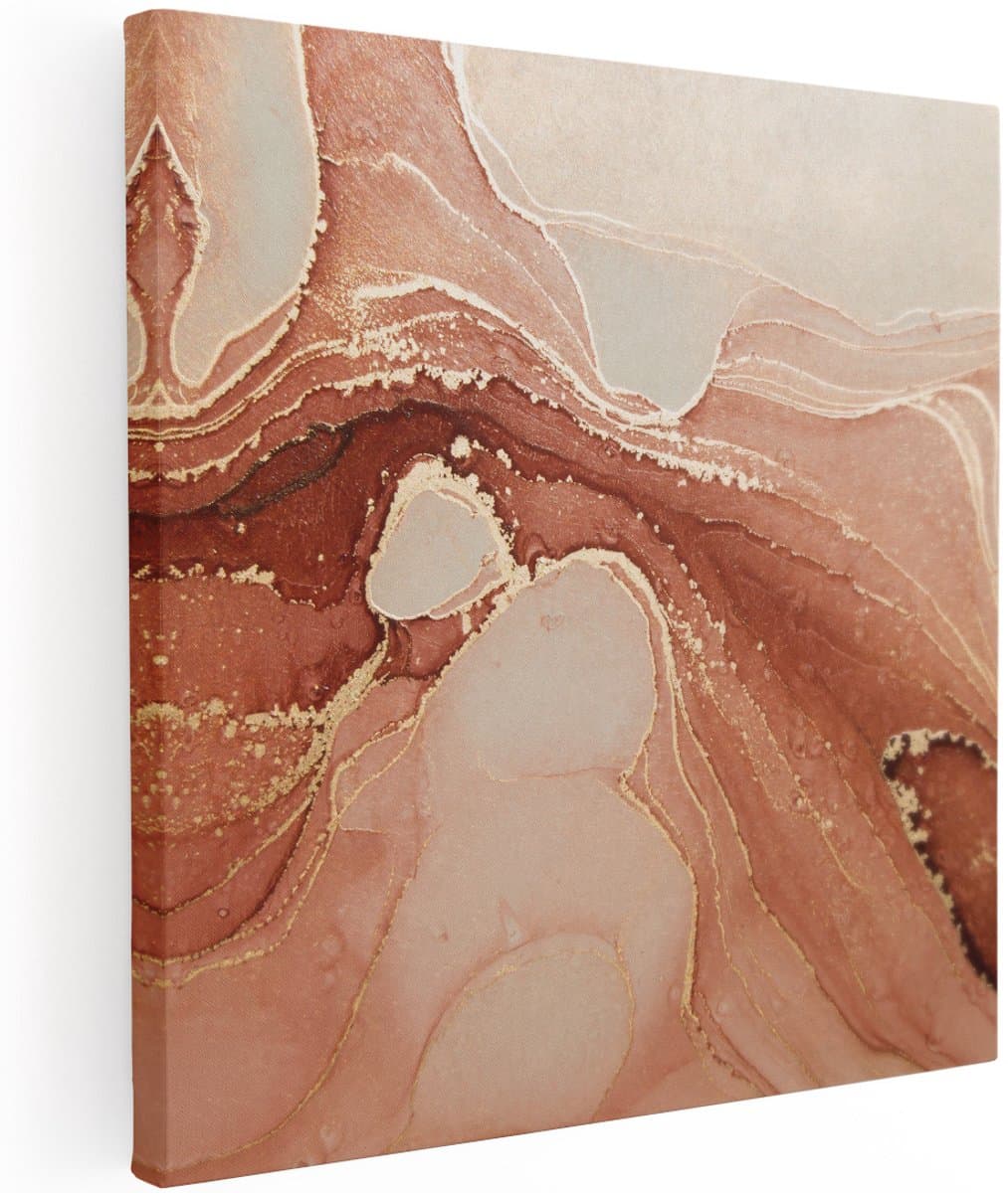 Artaza Canvas Schilderij Abstracte Kunst in het Roze Marmer - 100x100 cm - Groot - Wanddecoratie Woonkamer - Schilderijen - Muurdecoratie