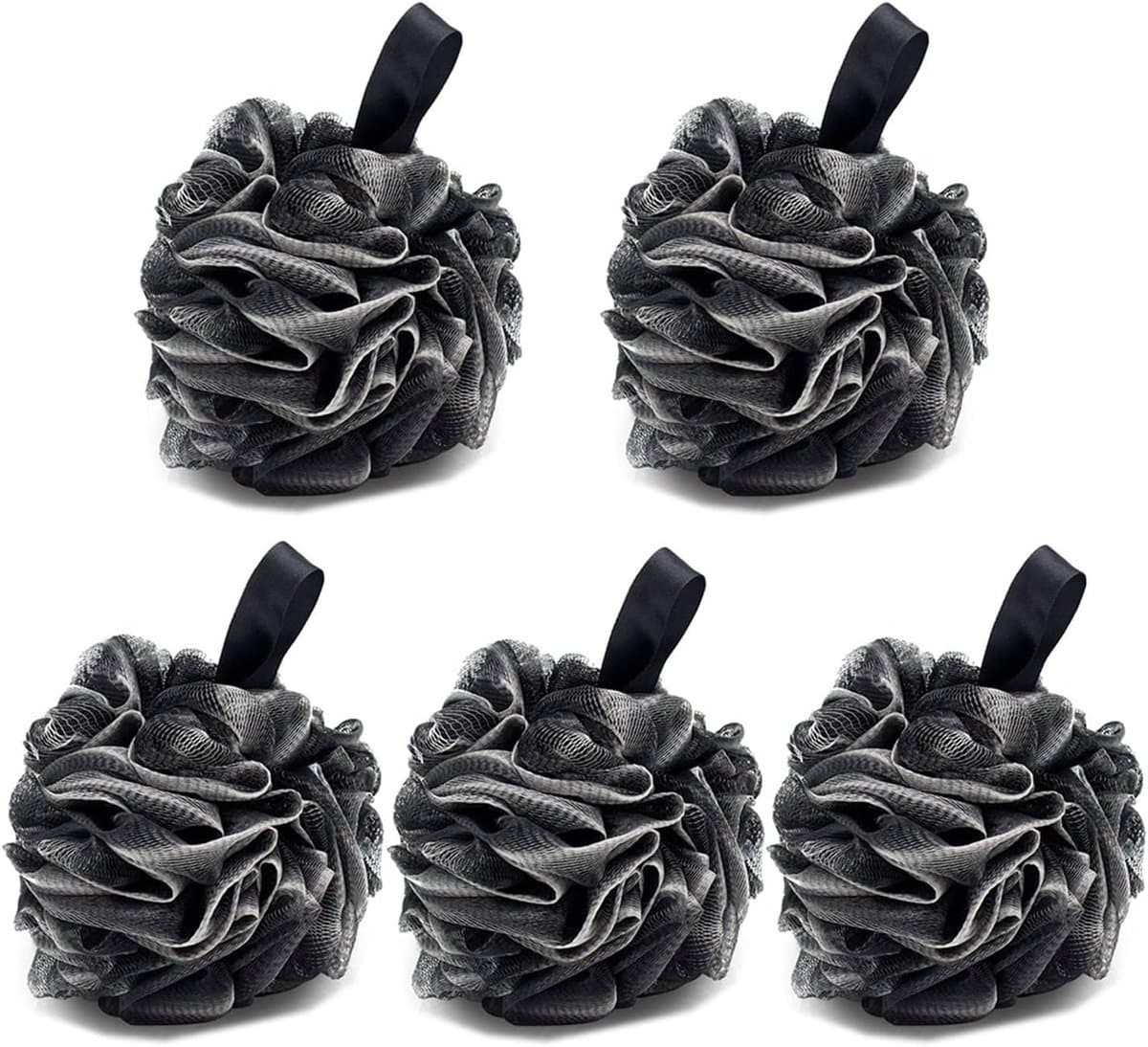 5 stuks bad douche spons JollyJelly mesh bad luffa dubbel mesh lichaam scrubber borstel voor vrouwen mannen peeling huid schoon kalmerende huid (60 g/stuk)