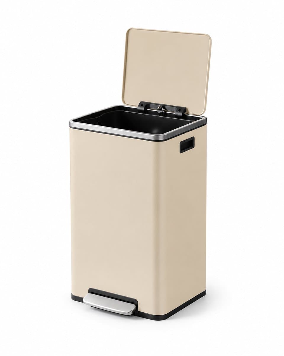 Brandistry - Prullenbak - Vuilnisbak - Pedaalemmer - Prullenbak 50 liter - Staal - incl. 15 Vuilniszakken - Softclose - Beige