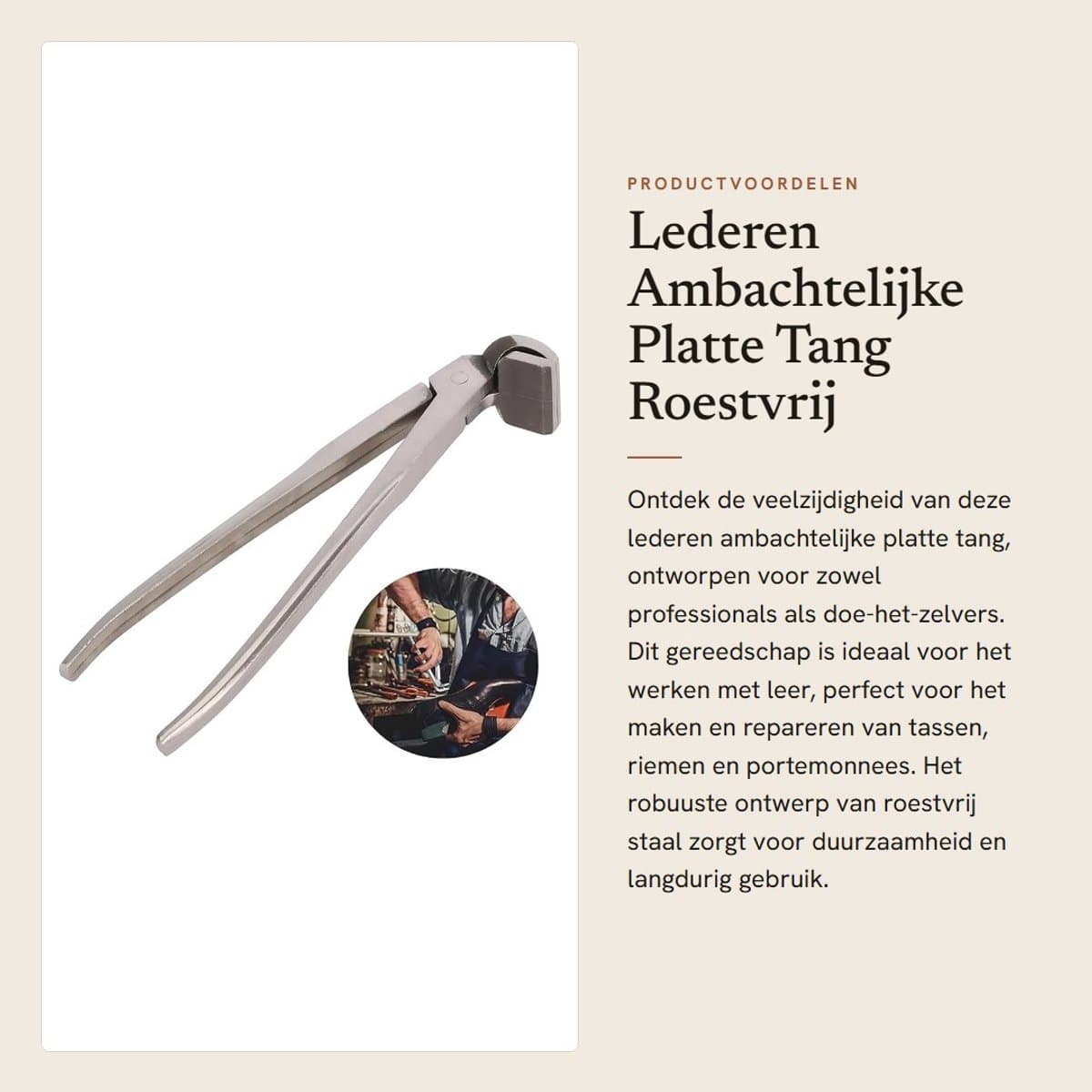 Dailygoods- Plattetang Roestvrij Staal - Zaktang - Gereedschap - Doe-het-zelf - Ambachtelijk - Inspanningsbesparing - Tang