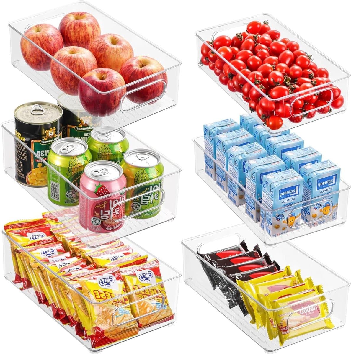 Koelkast organizers - Opbergdozen - Keuken ordenen - Stapelbaar ontwerp - 6 stuks - Transparant