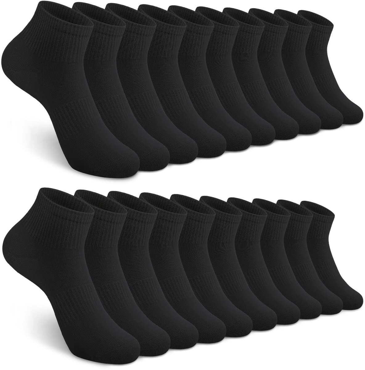 Dailygoods- Enkelsokken 10 Paar - Katoenen Sneakersokken - Comfortabele Korte Sokken - Antislip - Ademend - Zwart, M/L