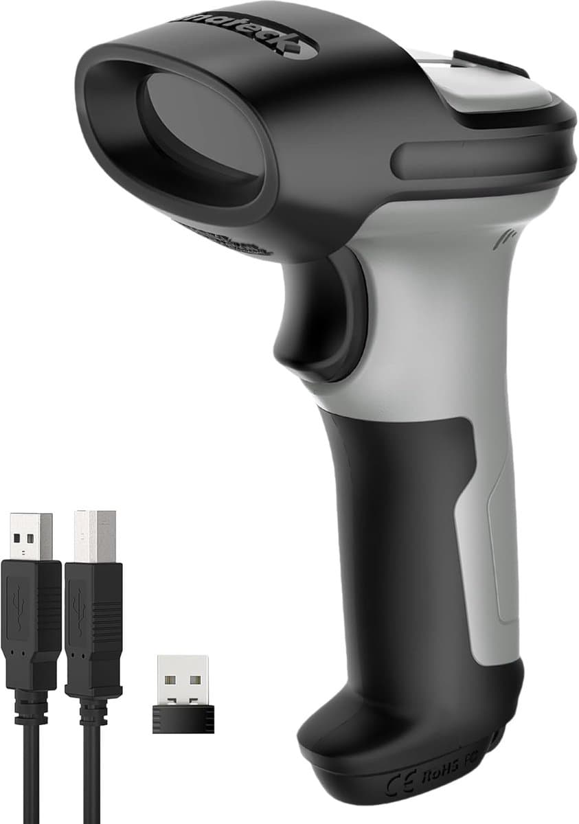 Inateck BCST-72 Barcodescanner, 2D Bluetooth, draadloze QR-codescanner, draadloze handscanner met AI-app en SDK, 1 lading, 180 dagen stand-by, automatisch snel en nauwkeurig scannen