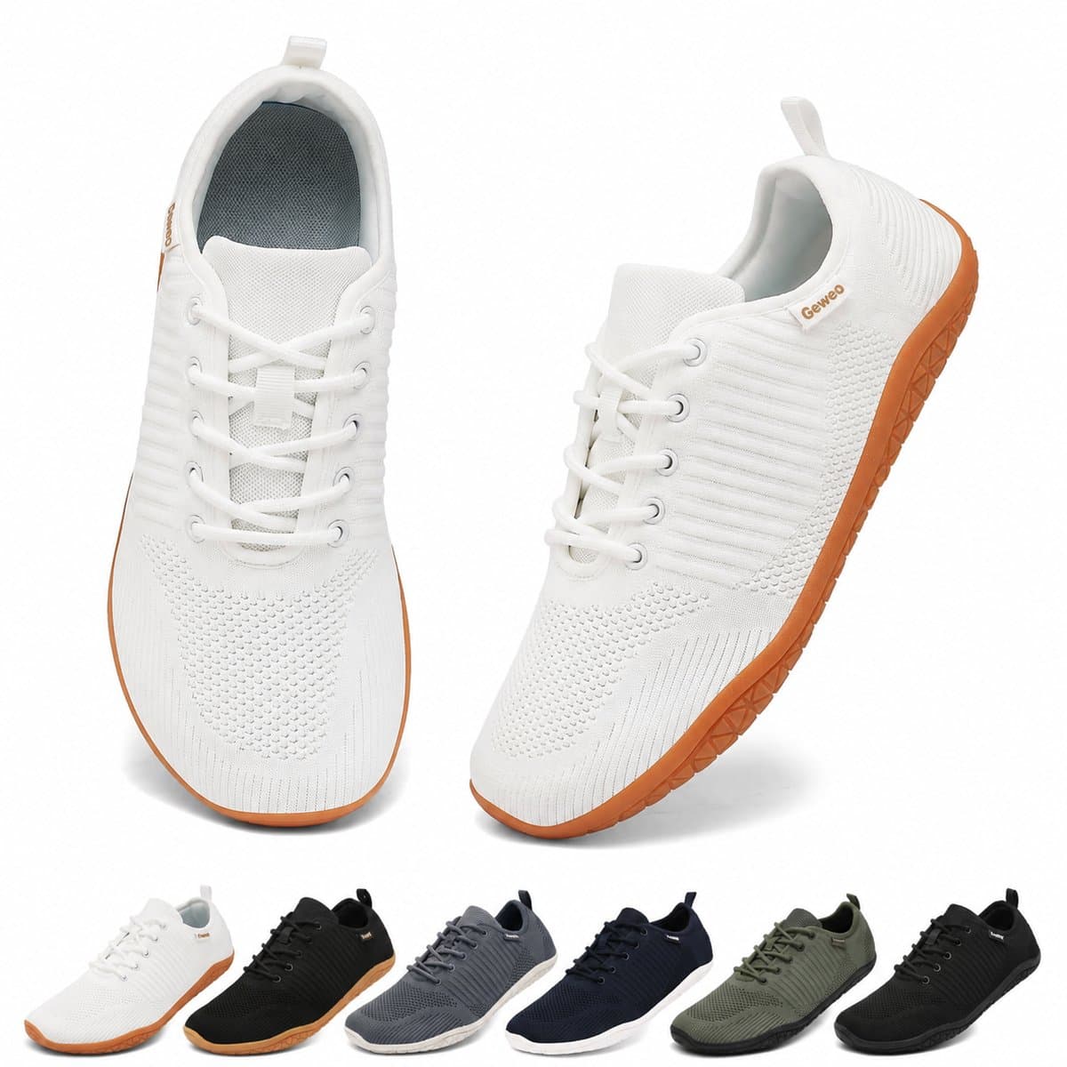 Barefoot Schoenen - Fitnessschoenen - Gymschoenen Sportschoenen - Ademend Knit Textiel - Platte Zool - Wit - Maat 39