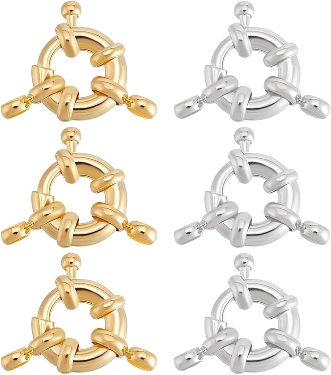 10x Ronde Kreeftsluitingen met Ringetjes - 14K Goud en Zilver Verguld - Voor Sieraden Maken