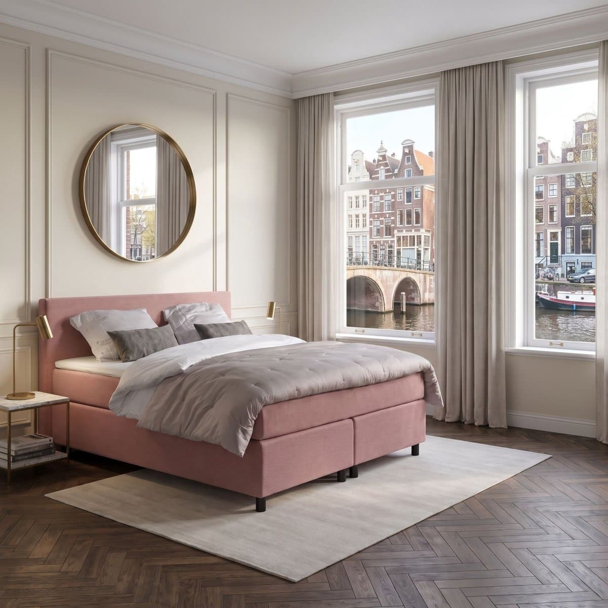 Anno 1588 - Boxspring Amsterdam - Pocketvering - Oud Roze - 120x200 cm - Inclusief Dekbed en Kussens - Twijfelaar Boxspring