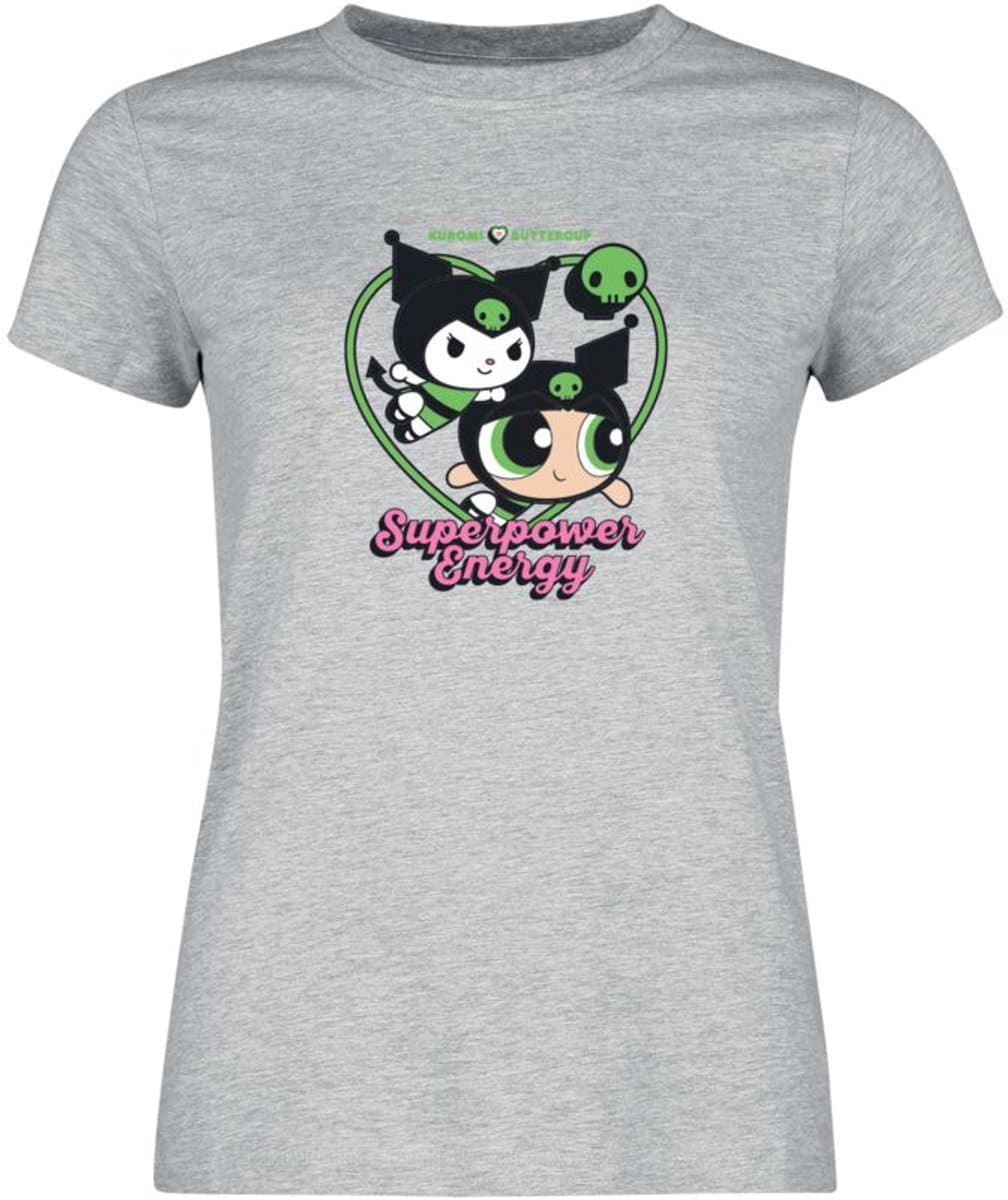 Hello Kitty Hello Kitty & Powerpuff Girls - Superpower Energy Dames T-shirt - gemêleerd grijs - XXL
