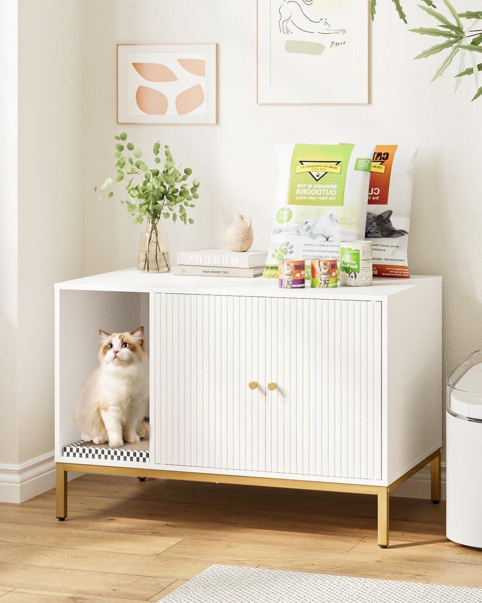 Kattenbak Kast - Kattenhuis Meubel - Huisdier Comfort - Modern Design - 80 x 55 cm - Wit