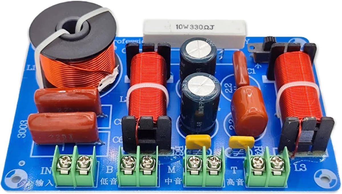 Luidspreker Crossover - Audio Frequentiedeler - Geluid Verbeteren - Toolvrije Montage - 5 x 12 x 5 cm - Grijs