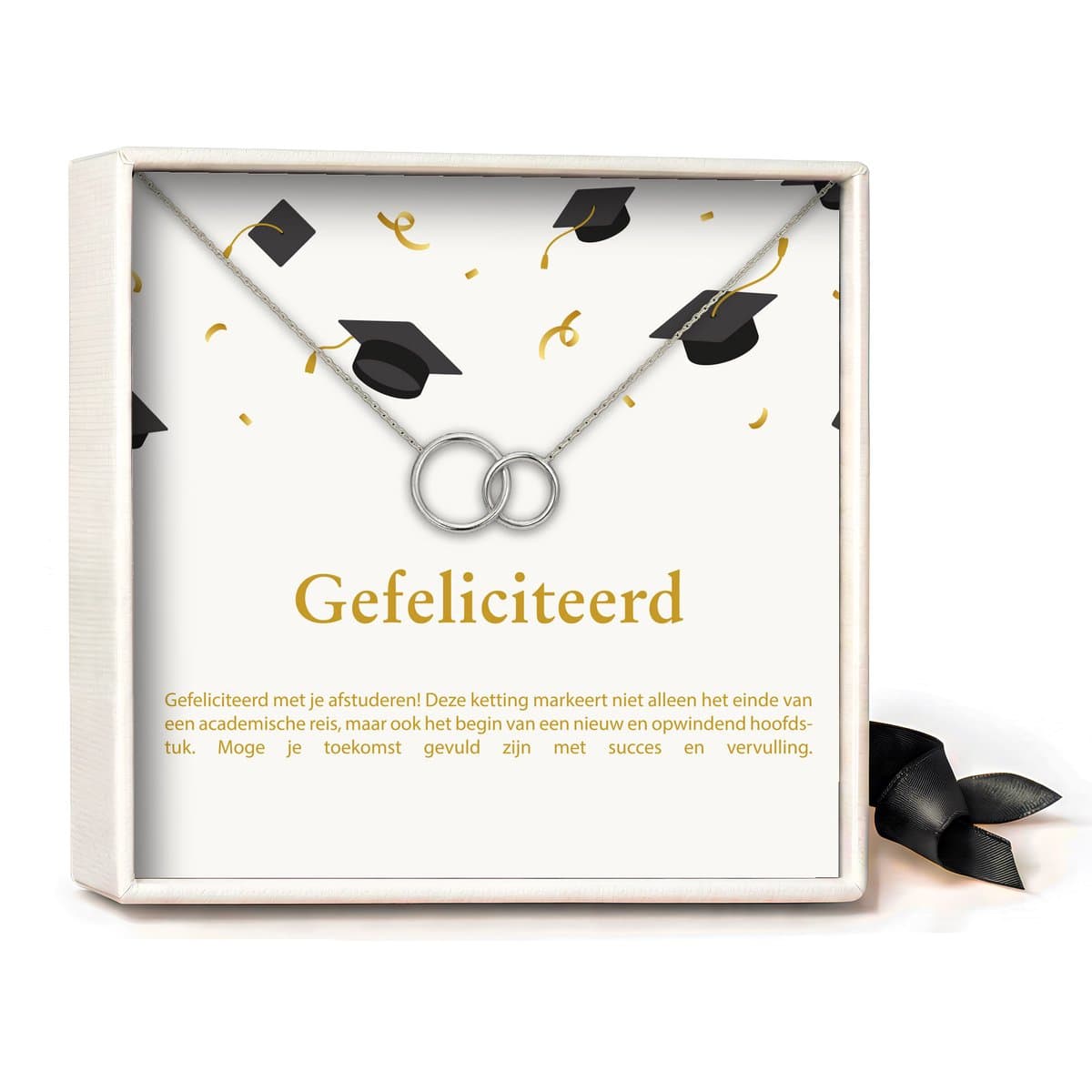 Pera Jewelry - 925 sterling zilveren Twee Ringen ketting - Gefeliciteerd 2 - Collier - Ketting Dames - Ketting met Hanger