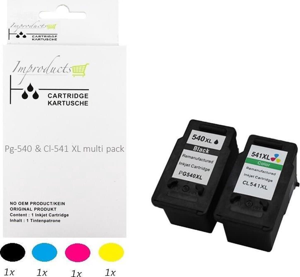 Improducts® Inkt cartridges - Alternatief Canon Pg-540 XL zwart CL-541 XL kleur set