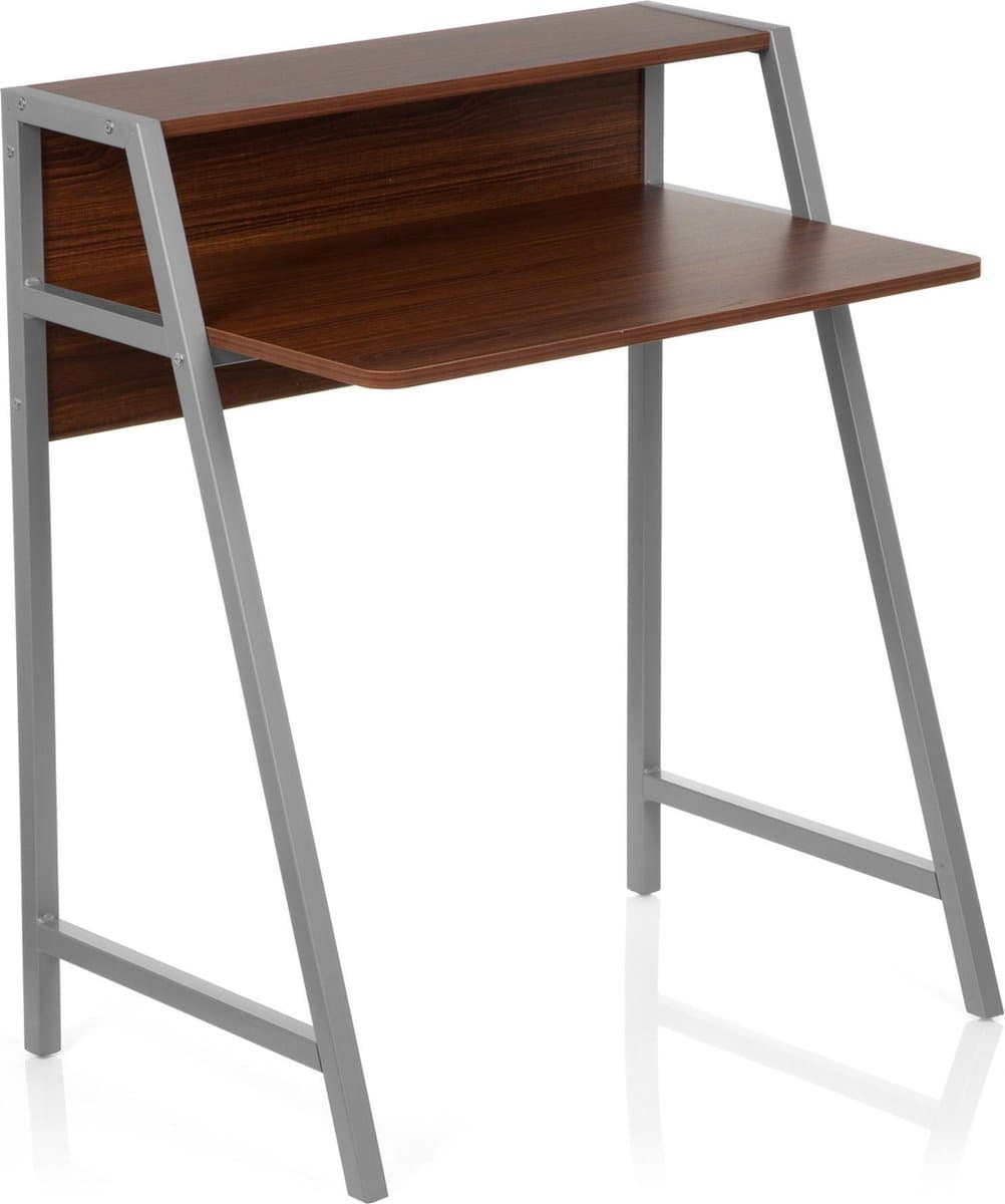Computertafel / bureau DUMONT walnoot / zilver hjh OFFICE