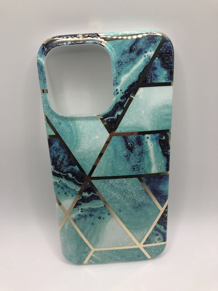 Marmer Siliconen Back Cover Hoesje - Geschikt voor iPhone 13 - Siliconen/TPU hoesjes - Groen