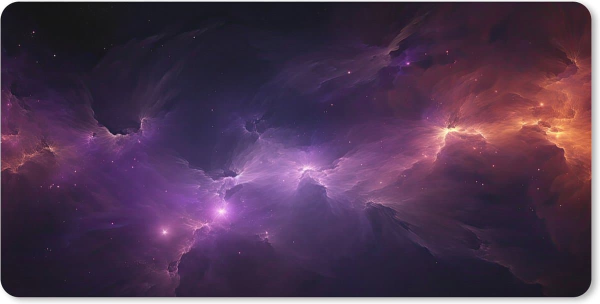 Muismat XXL 80x40 cm - Bureau onderlegger - Bureau mat Galaxy - Neon - Paars - Sterren - Gaming - Bureaumat - Gaming mousepad xl - Bureaulegger groot - Computer deskmat - Geschikt voor Gaming Muis en Gaming PC set-up