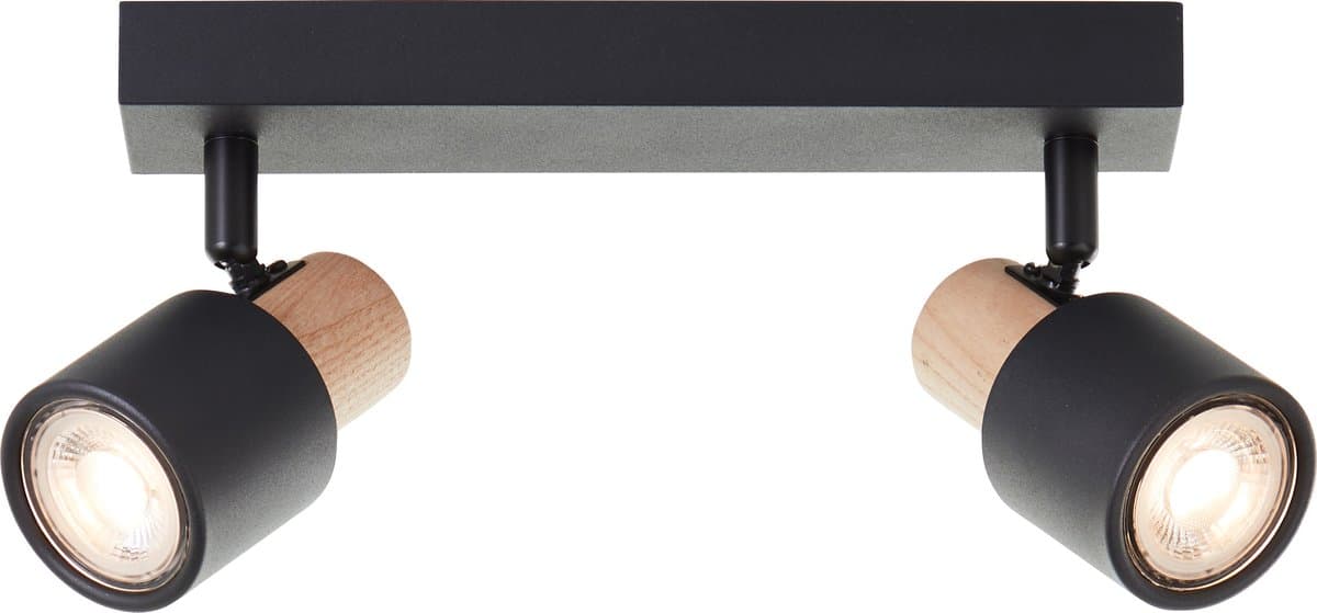 Brilliant Pini - Plafondspotbalk - GU10 max 2x10W - Zwart/Hout