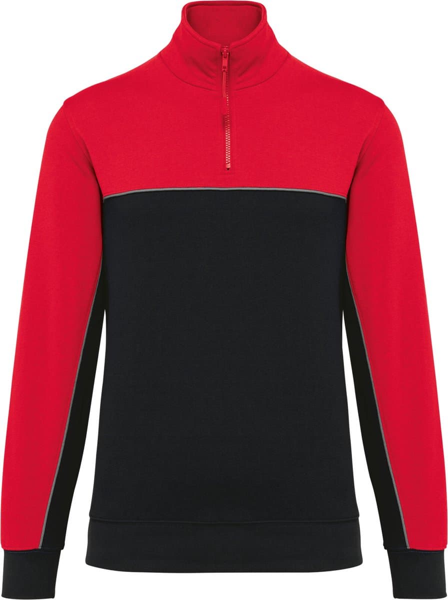 WK. Designed To Work Ecologische uniseks sweater met ritskraag WK404 - BLACK / RED - 4XL