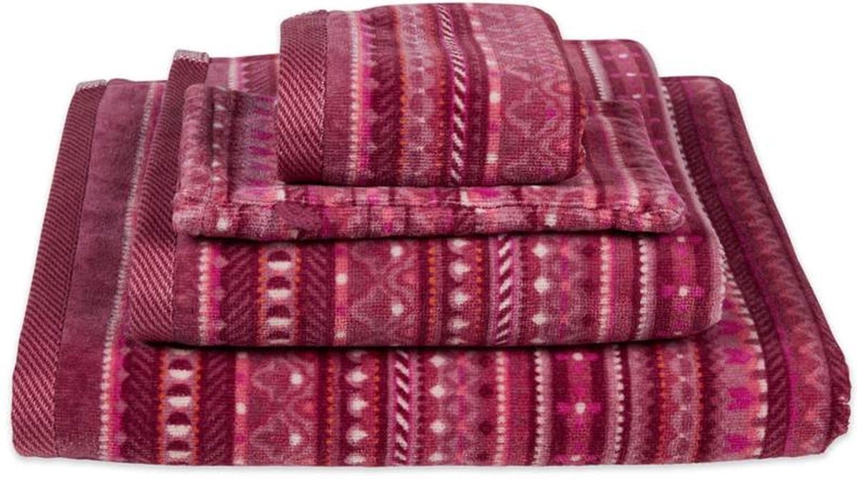 Pip Studio Geometric Print Handdoek - 55x100 cm - Set van 3 - Donker Roze