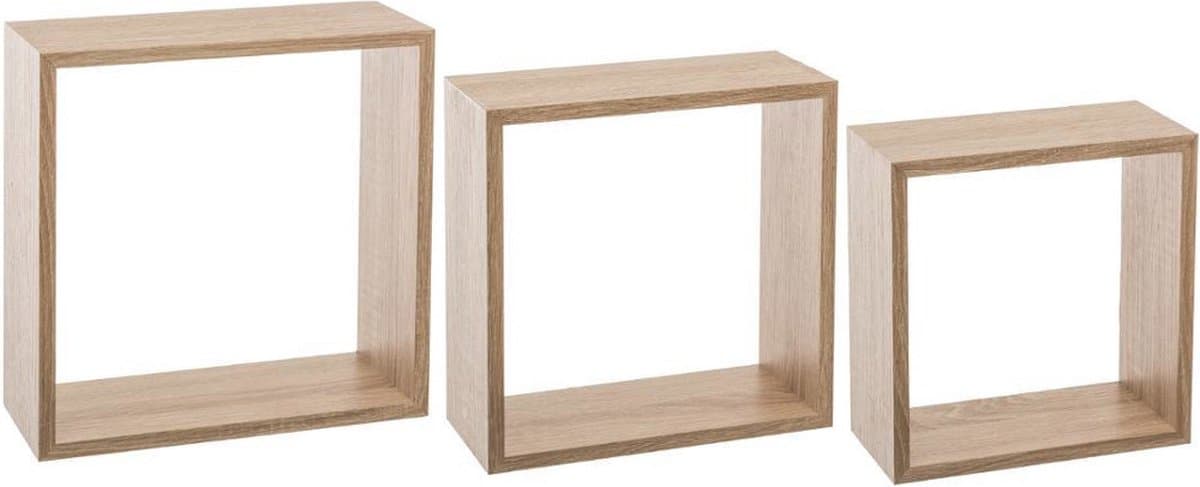 5five Wandplank Cube Set van 3 - Natuurlijk Eiken, 30 x 30 x 12 cm