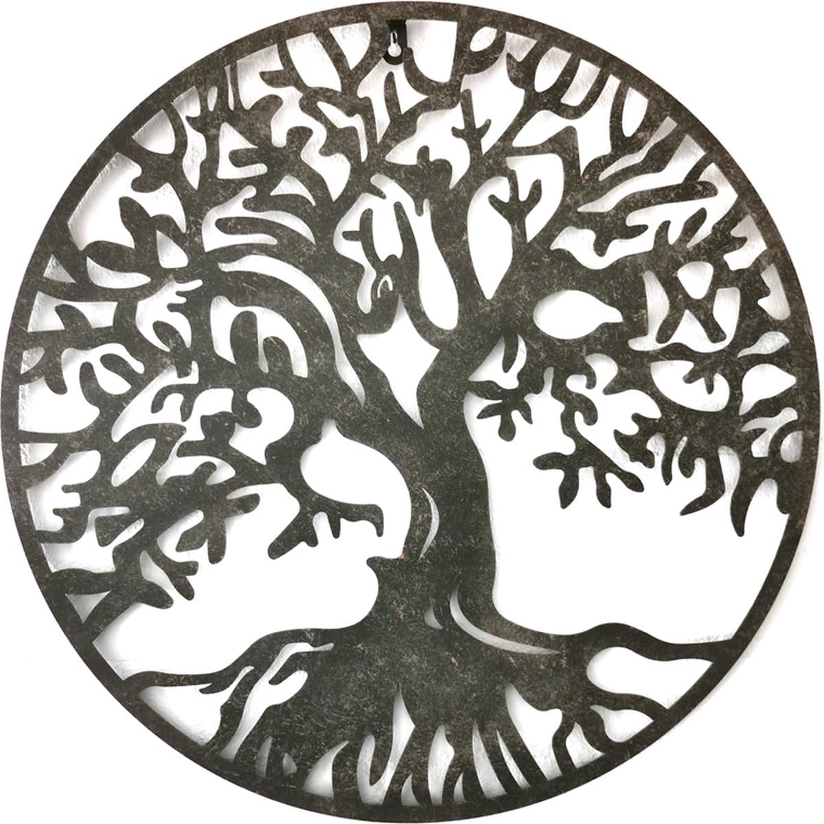 Boutique Trukado - Levensboom Robuuste Metalen Wanddecoratie - diameter 51cm - voor buiten en voor binnen