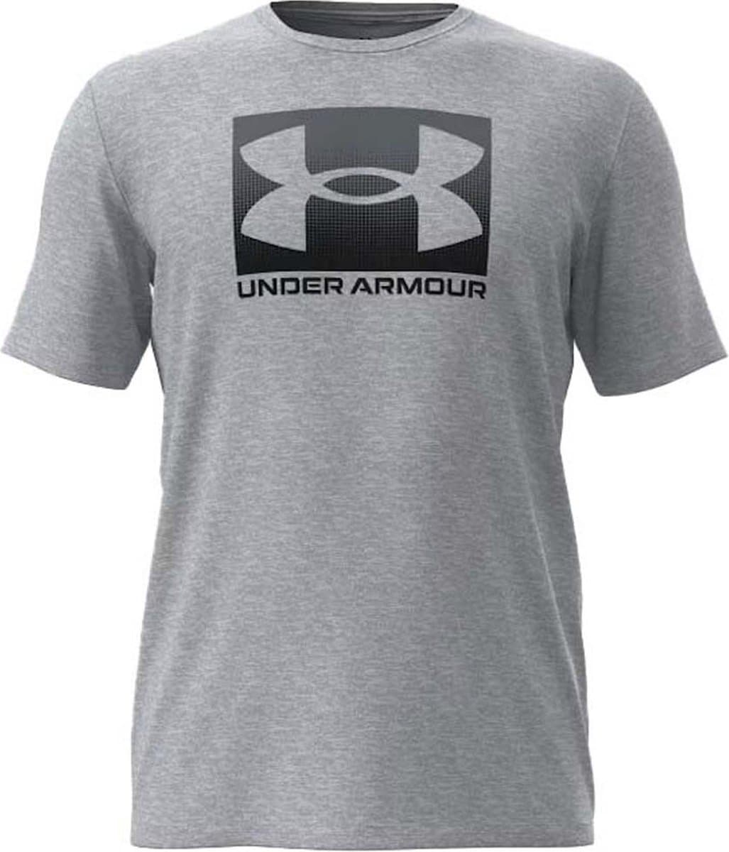 Under Armour UA M BOXED SPORTS UPDATED SS-GRY Heren Sportshirt - Mod Grijs Light Heather - Zwart