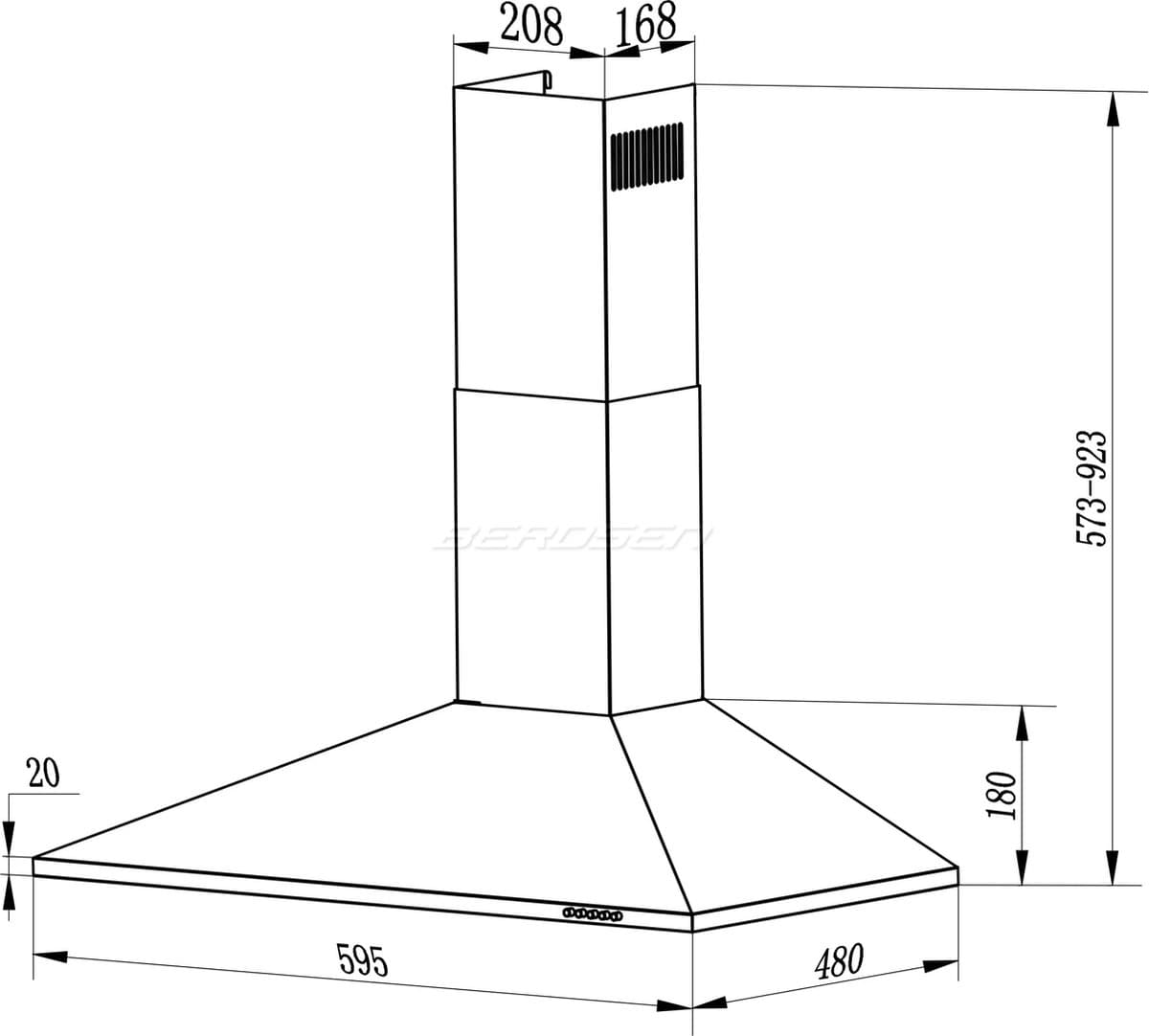 Schoorsteenkeukenkap 60 cm Berdsen BT-214 zwart