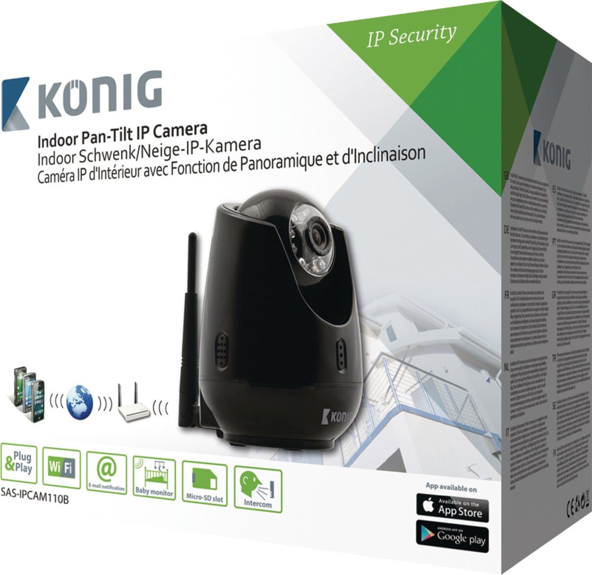 König SAS-IPCAM110B Indoor Pan-tilt Ip-camera voor Bewaking Op Afstand Zwart