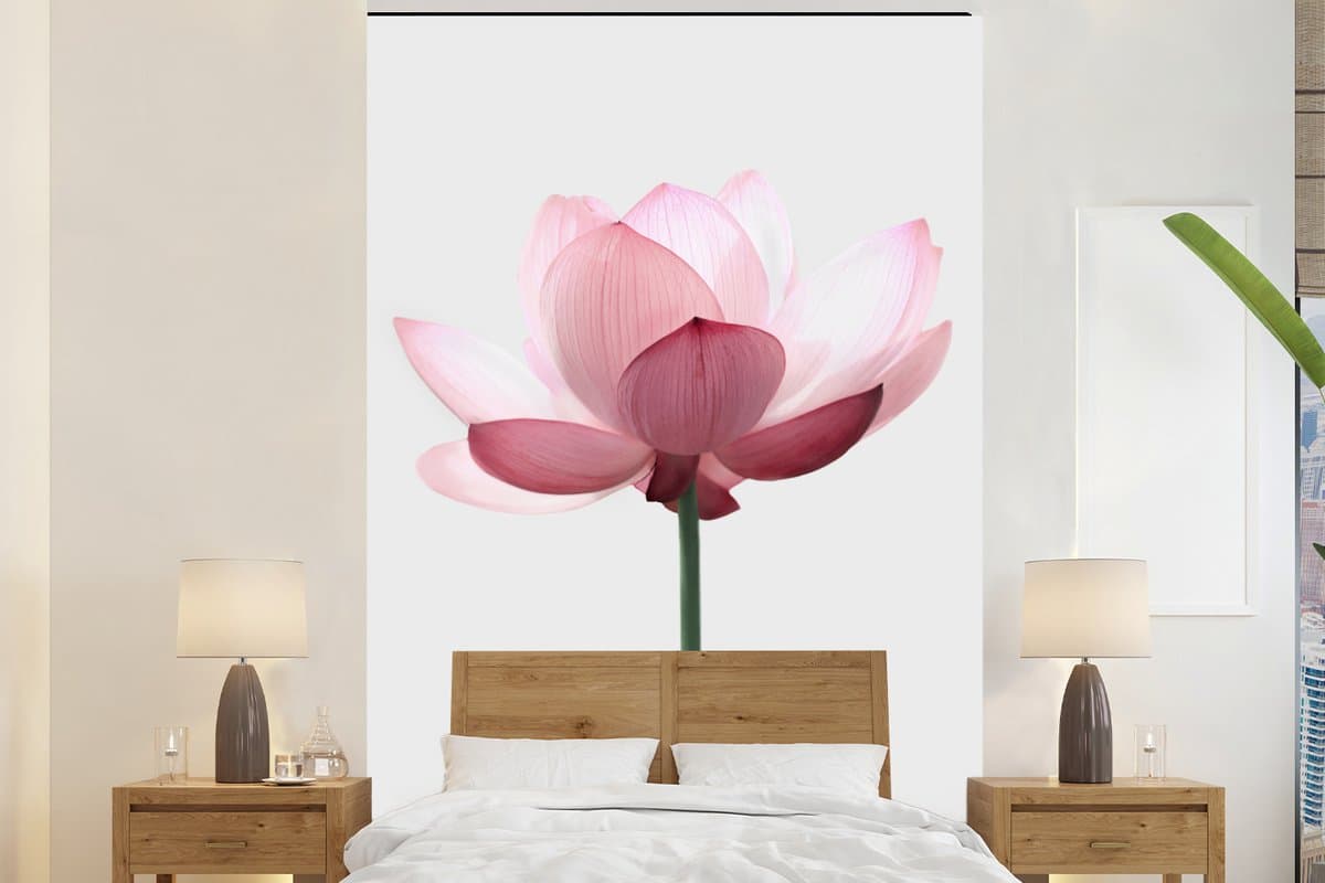 Behang - Fotobehang Bloemen - Roze - Natuur - Botanisch - Breedte 225 cm x hoogte 350 cm - Behangpapier
