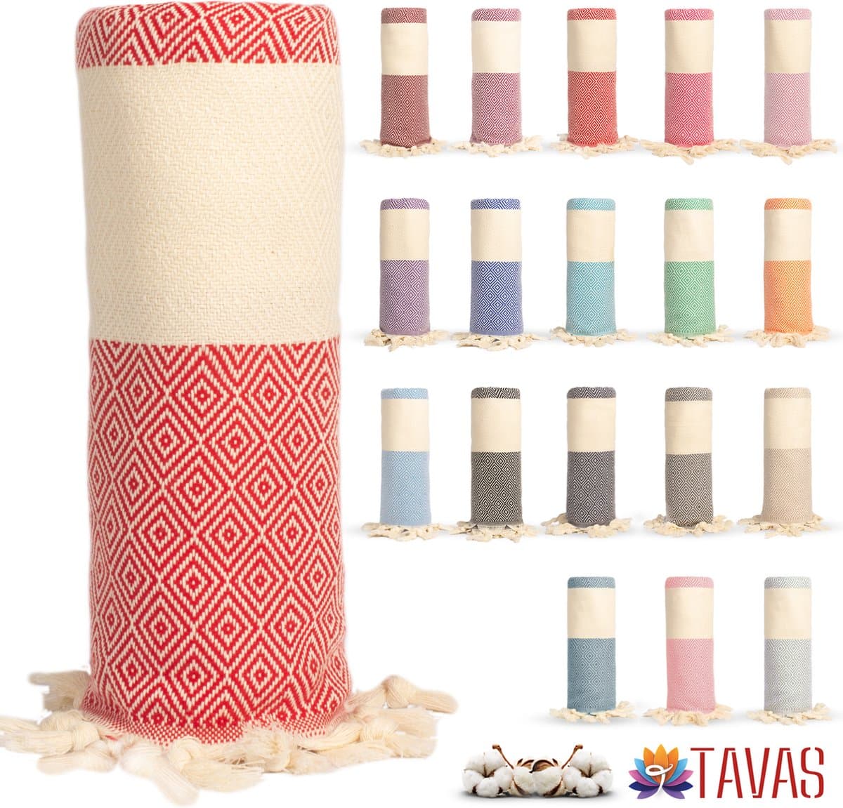 Tavas Hamamdoek Rood Strandlaken %100 Katoen XL Saunalaken 100 x 180 cm Badhanddoek Groot Douchelaken Dames Hotel Handdoek Pestemal Fouta Pareo Yoga Deken Heren