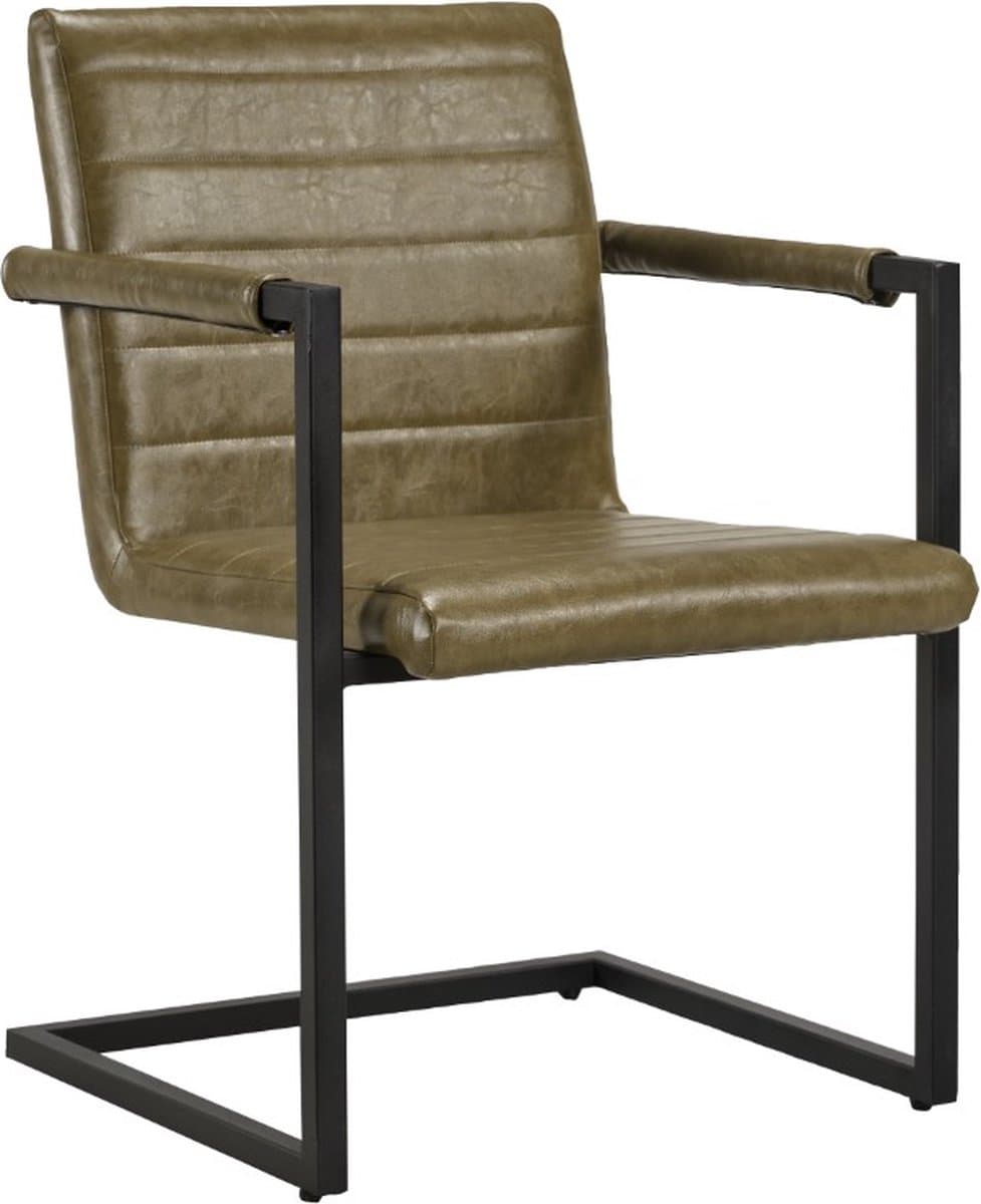 Soof&Tess - Cossato Eetkamerstoel - Set van 4 - Camel - Kunstleer - Industrieel - Met armleuning - Easy Clean Stoffen - Hoge Kwaliteit