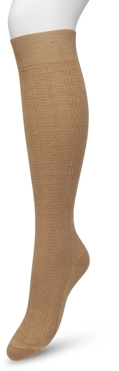 Bonnie Doon Bio Kabel Kniekousen Dames Licht Bruin maat 36/42 - Klassiek Kabel patroon - Biologisch Katoen - Ultiem comfort - Classic Cable Knee High - OEKO-TEX - Gladde Naden - Duurzaam Huidvriendelijk Bio Katoen - Macaroon Brown - BP211507.275