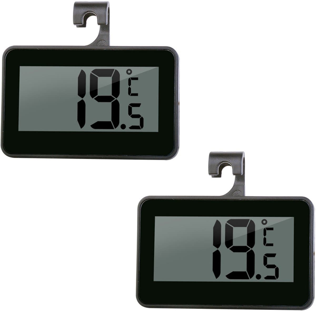 2 stuks koelkastthermometers, digitale thermometer, gemakkelijk af te lezen lcd-scherm, perfect voor gebruik binnenshuis, thuis, restaurants, bars en cafés (zwart)